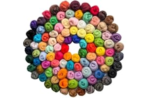 PurPlaisir 101 Color roving Yarn Fiber Wool Weaving is Used for DIY Crafts, Needle Felt Weaving is Used for Needle Felt Wool poking Fun