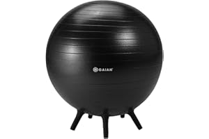 Gaiam Balance Ball Chair - No-Roll Ergonomic Office Chair & Yoga Ball Chair for Home Office Desk with Exercise Guide, Easy In