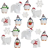 HOVEOX 18 Pieces Christmas Miniature Figurines Winter Resin Miniature Figurine Mini Crafts Resin Figurines Ornaments for DIY Christmas Garden Home Decor (Style 1)