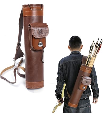 DONGKER Carquois Tir à L'Arc Cuir Synthétique - Porte 12 Flèches - Clip Ceinture - Pour Pratique, Chasse, Terrain