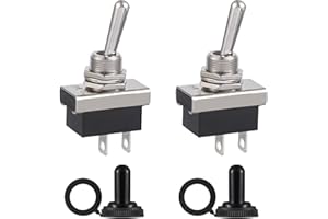 VEXUNGA KN3D-101 Toggle Switch 12V 25A 2 Pin 2 Position On Off SPST Switches with Waterproof Cover for Car (Pack of 2pcs)