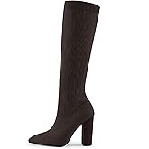 NEWBELLA Women's Winter Chunky Heel Knee High Boots
