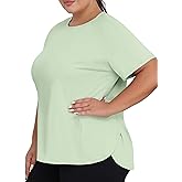 COOTRY Plus Size Workout Tops for Women Short Sleeve Athletic T Shirts Breathable Running Yoga Gym Tee with Side Slits