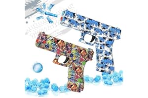 QOGELY Gel Ball Blaster 2 Pack, Small Manual Gel Splatter Blaster Outdoor Team Shooting Game Activities Christmas Birthday for Ages 14+, Blue and Mix