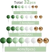 Astaron 32 Pcs Ball Cake Toppers Green Gold Foam Ball Decorations 2cm-4cm view 2