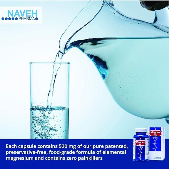 Amazon Com Magnox 520 Vegan Gluten Free Pain Relief 60 Magnesium Capsules For Men And Woman 520 Milligrams 1 Dose Day Supplement From Dead Sea Minerals Health Personal Care