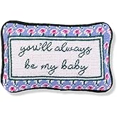 FURBISH Needlepoint Decorative Throw Pillow - Be My Baby - 5" x 8" - Mini Embroidered Accent Pillow for Bed, Chair, Couch, Sofa - Eclectic Home Decor