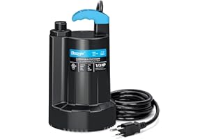 BOMGIE 1/3 HP Submersible Water Pump, 2250GPH Thermoplastic Sump Pump Basement Portable Electric Utility Water Pump Removal for Pool Draining Basement Hot Tubs Garden Pool Cover Pond