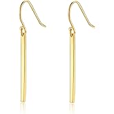Gold Bar Earrings 18K Gold Plated Sterling Silver Bar Drop Earrings