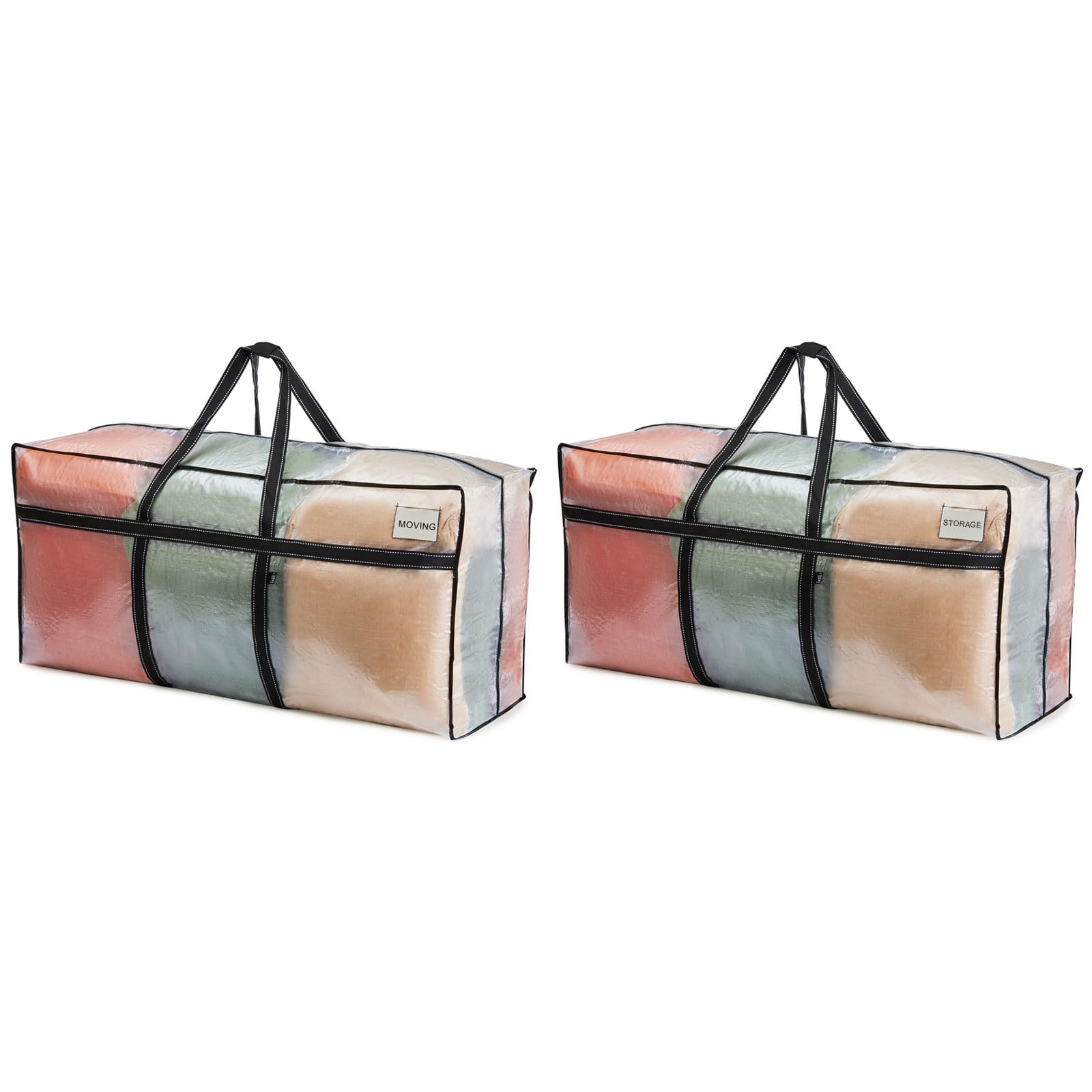 VENO 2 Pack Extra Large Moving Bags, Christmas Tree Storage Bin,Heavy Duty Moving Boxes, Large Storage Bins with Lids Alternative for College, Packing Supplies Essentials (Clear, 2 Pack)