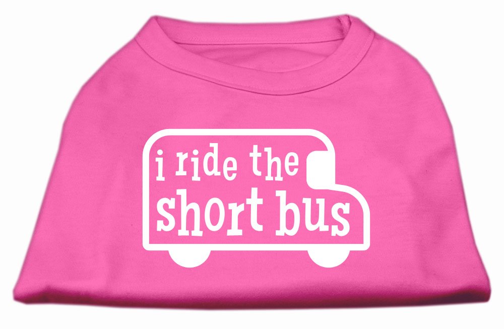 Mirage Pet Products I Ride The Short Bus Screen Print Shirt, Medium, Bright Pink