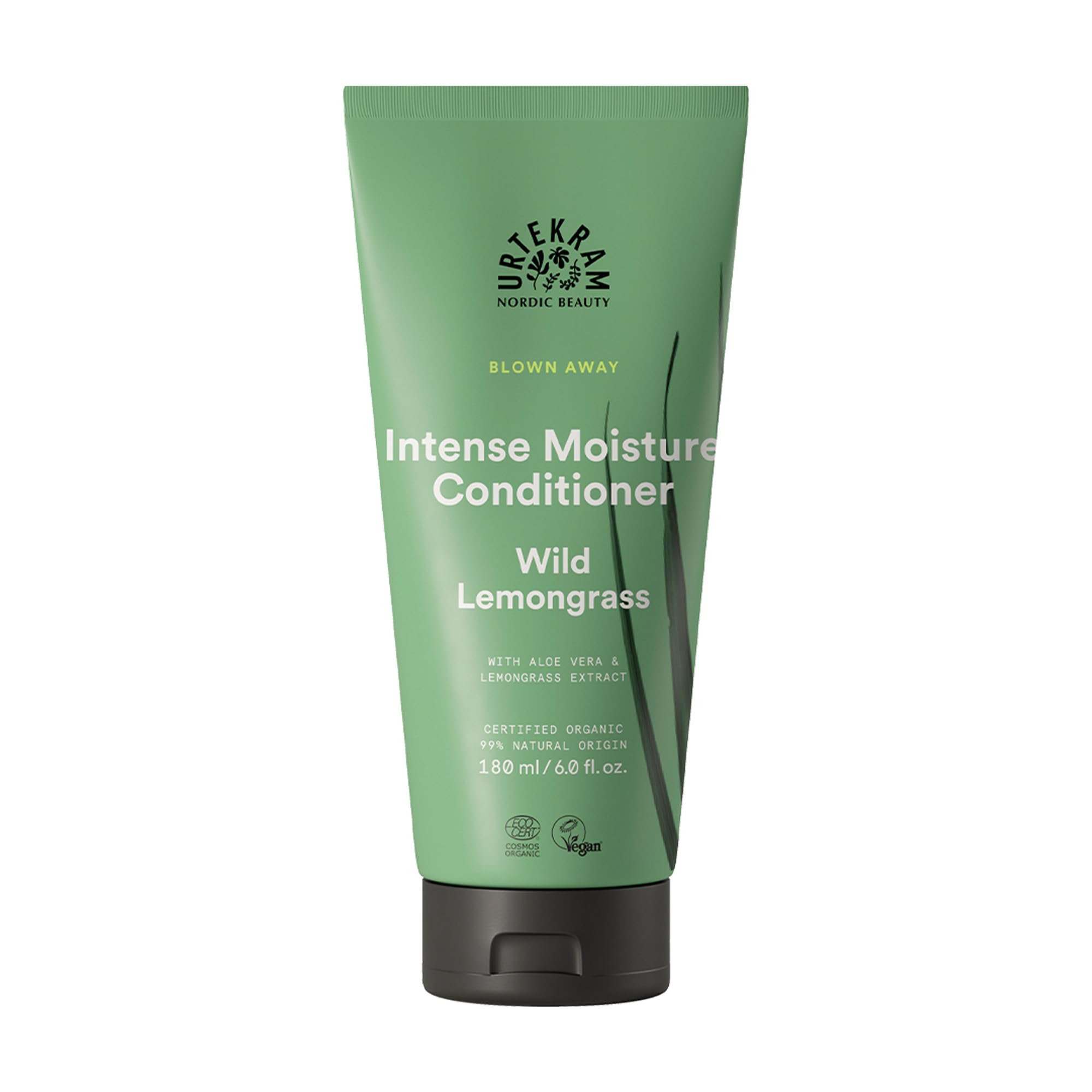 Urtekram Conditioner - Wild Lemongrass - Normal Hair - 180 ml, Vegan, Organic, Intense Moisture, Natural Origin