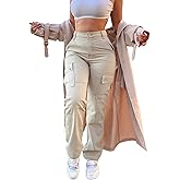 SDNGED Cargo Pants for Women High Waisted Casual Pants Work Pants Baggy Stretchy Straight Leg Pants