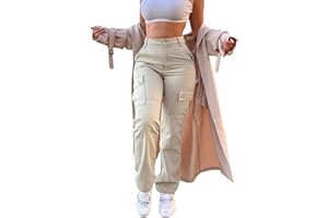 SDNGED Cargo Pants for Women High Waisted Casual Pants Work Pants Baggy Stretchy Straight Leg Pants