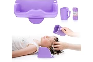BEUUATM Portable Hair Washing Station for Kids Counter | Shampoo Buddy Tray with Neck Support for Sink at Home | HairWash Tub with wash Cup and Basin for Teens, Bedridden, Disabled, Injured - Purple