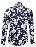 APTRO Men's Long Sleeve Stylish Floral Casual Button Down Shirt