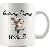 Panvola Getting Piggy With It Pig Gifts for Pig Lovers Men Women Farm Animals Pig Farmers Gifts Pig Farming Novelty Drinkware Ceramic Mug 11 oz White