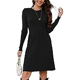 Jayscreate Women's 2024 Sweater Dress Long Sleeve Fall Winter High Waist Tunic Business Casual Mini Pleated Dress