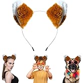 SIOTMERA Fox Ears Headband Furry Realistic Animal Hairband for Party Cosplay Dress up Halloween Costume Makeup Washing Face Adults, 1Pack