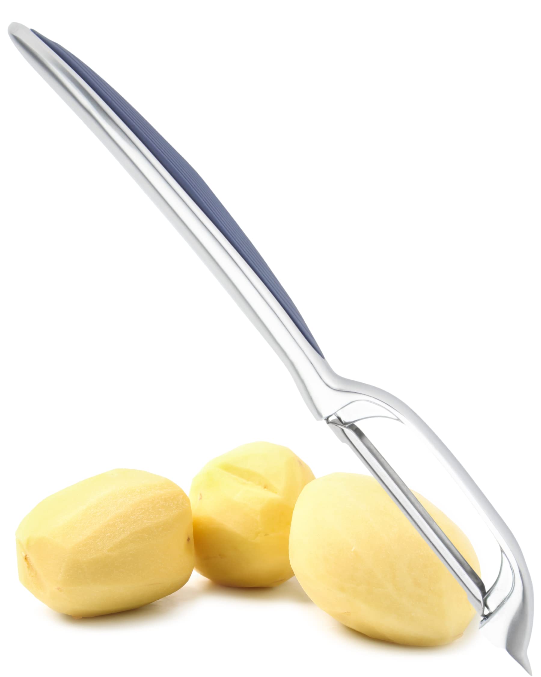 Premium Silver Straight Vegetable Peeler - Taylors Eye Witness, Great Kitchen Gadget, with Sturdy Zinc Aluminum Construction with Silver Colour, Glides Easily Over Apple, Carrot Or Potato, Denim Blue