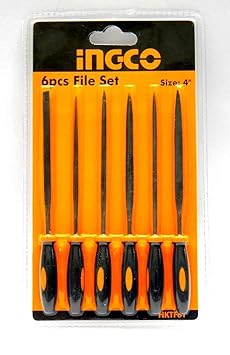 Malfah Enterprises Premium Metal Needle File Set File With Handle: 6 inch Carving Files: Wood, Metal & Plastic, Glass Jewelry Engraving Carving, Craft & Many Hobbies And Professional DIY Applications.(Orange, 6 Piece)
