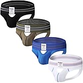JOKDEILY Men's Athletic Supporters Jockstrap 4-Pack Cotton Wide Waistband Active Underwear