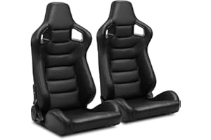 ModifyStreet 1 Pair Universal Main Black +Side/Back Carbon Fiber Mixed PVC Leather Reclinable Racing Seats