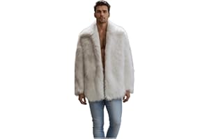 Colf Men's Winter Parka Coat Long Sleeve Turn Collar Faux Fur Coat Jacket Overcoat