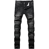 Liuhond Men's Ripped Straight Holes Stretchy Jeans