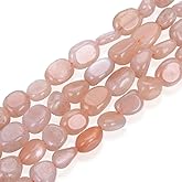 Adabele 15 Inch Natural Sunstone Gemstone Loose Beads 6mm to 8mm Free Form Oval Tumbled Pebble Gem Stone Spacer for Jewelry Making GZ11-5