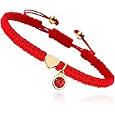 Birthstone Bracelet Gold Heart Charm Bracelet Luck and Protection Bracelet Handmade Adjustable Rope Bracelets for Girls Boy Mom Birthday Gifts