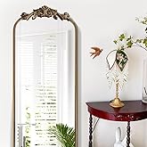 WAMIRRO Ornate Gold Mirror,Vintage Arched Antique Floor Mirrors for Living Room Hallway Fireplace Bathroom Entryway 18"X53"