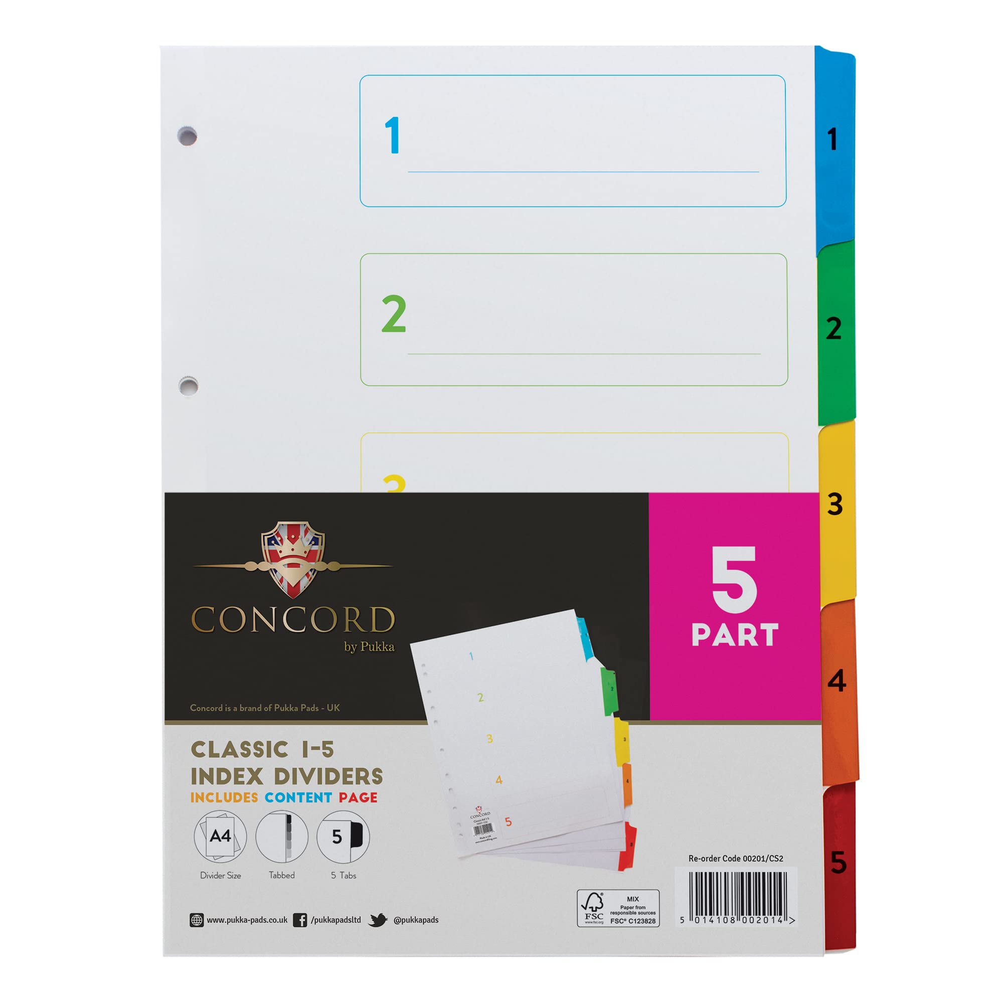Concord 1-5 A4 White With Multi-Colour Index Tabs 00201/CS2#