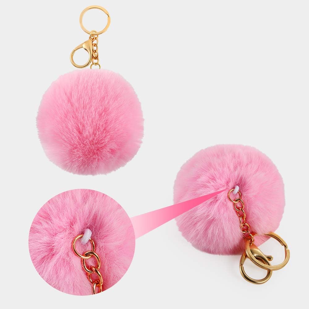 Auihiay 18 Pieces Pom Poms Keychains Fluffy Pompoms Keychain Faux Rabbit Fur Pompoms Keyring at  Women’s Clothing store