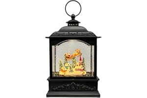 AOMIL Christmas Snow Globes Lantern with Music & Timer - USB/Battery Operated LED Glittering Globe Lantern, Snow Globe Decoration Lantern for Home Holiday Decor (Reindeer)