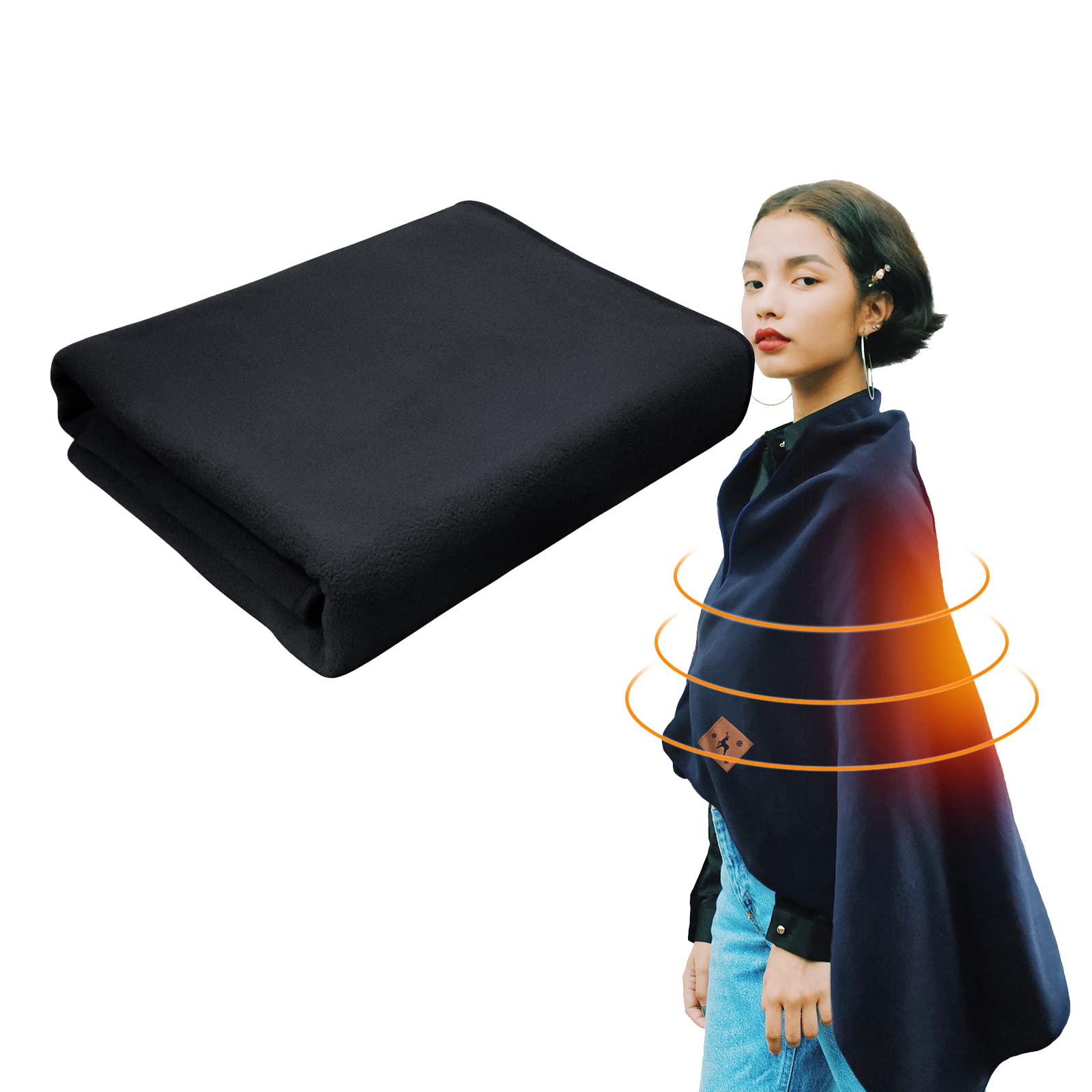 USB Electric Throw Heated Blanket, Wearable Heated Wrap for Body 5V USB Heating Pad for Shoulders Abdomen Leg Portable Blanket with 3 Temp Settings & Timer, 59in x 31.5in