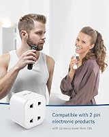 LENCENT Shaver Plug Adaptor UK 2 Pin to 3 Pin 13A Fuse Adapter Plug Socket view 2