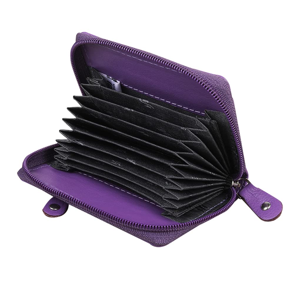 STARHIDE Womens RFID Blocking Small Leather Fan Concertina Palm Credit Card Holder 1234 (Purple)