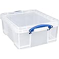 Really Useful Box 17 Liter Plastic Storage Bins with Snap Lids and Clip Lock, Clear