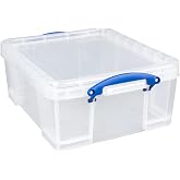 Really Useful Box 17L Plastic Storage Bins | Containers with Snap Lids and Clip Lock, Clear