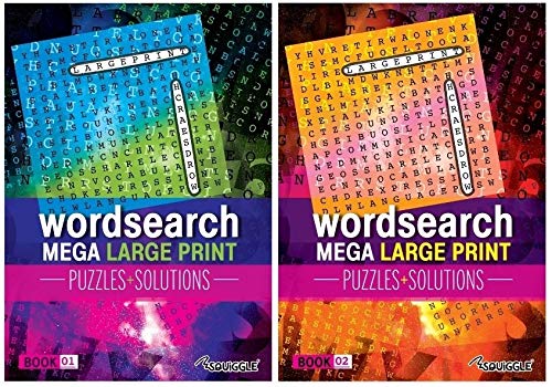 Martello Squiggle P2923 Mega Large Print Glossy WordSearch Books 1 & 2 - Set of 2