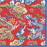 Chinese Dragon Decorations Cocktail Napkins Gold & Red Paper Napkins Holiday Party Pk 40