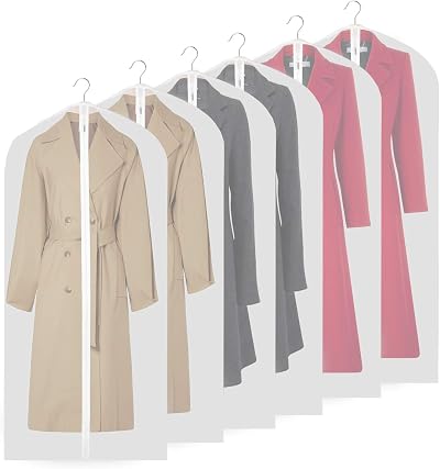 URMI Garment Bags 55in 142cm 6 Pack Breathable PEVA Coat Covers