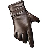 Men Sheepskin Genuine Leather Gloves Winter Warm Fleece Lined Driving Riding Gloves St0010 Brown M