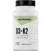 NutraBio Vitamin D3 K2 | 5000 IU D3 as Cholecalciferol with Vitamin K2 as MENA-Q MK7 (180mcg) | Support Bone and Heart Health | Non-GMO, Gluten Free, Lactose Free | 60 Vegetable Capsules