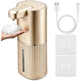 Rudnia Automatic Soap Dispenser, Foaming Soap Dispenser Touchless with Continuous Dispensing, 4-Level Adjustable, Rechargeable Hand Soap Dispensers, Wall Mounted or Countertop for Bathroom &amp; Kitchen
