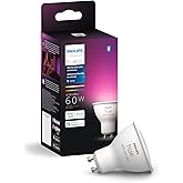 Philips Hue Smart 60W GU10 LED Bulb - White and Color Ambiance Color-Changing Light - 1 Pack - 400LM - Indoor - Control with