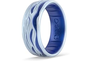 Enso Rings Dual Tone Summer Etched Silicone Ring - Ultra Comfortable, Breathable, and Safe - 7.9mm Wide, 2.18mm Thick - Veil 