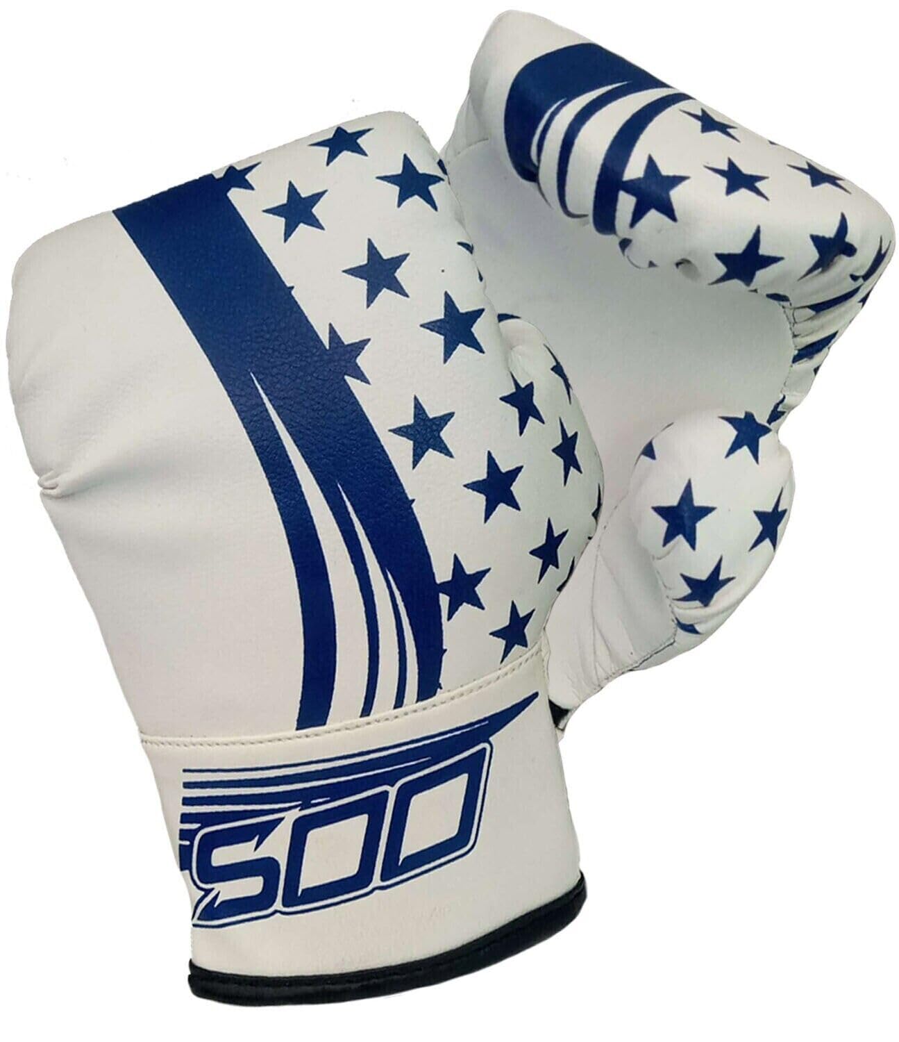 Kids Junior 2oz Pro Boxing Gloves, Kickboxing Fight Gloves, Sparring Training Punching Mitts, Heavy Bag Punch Bag MItt for Boxing Fighting Gloves Girls & Boys (Blue/White)