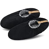 DICUIRD Mens Soft Soles Slipper Socks With Grippers, Cozy&Warm Sherpa Lining Slippers With Non Skid Bottoms, Fuzzy House Slippers